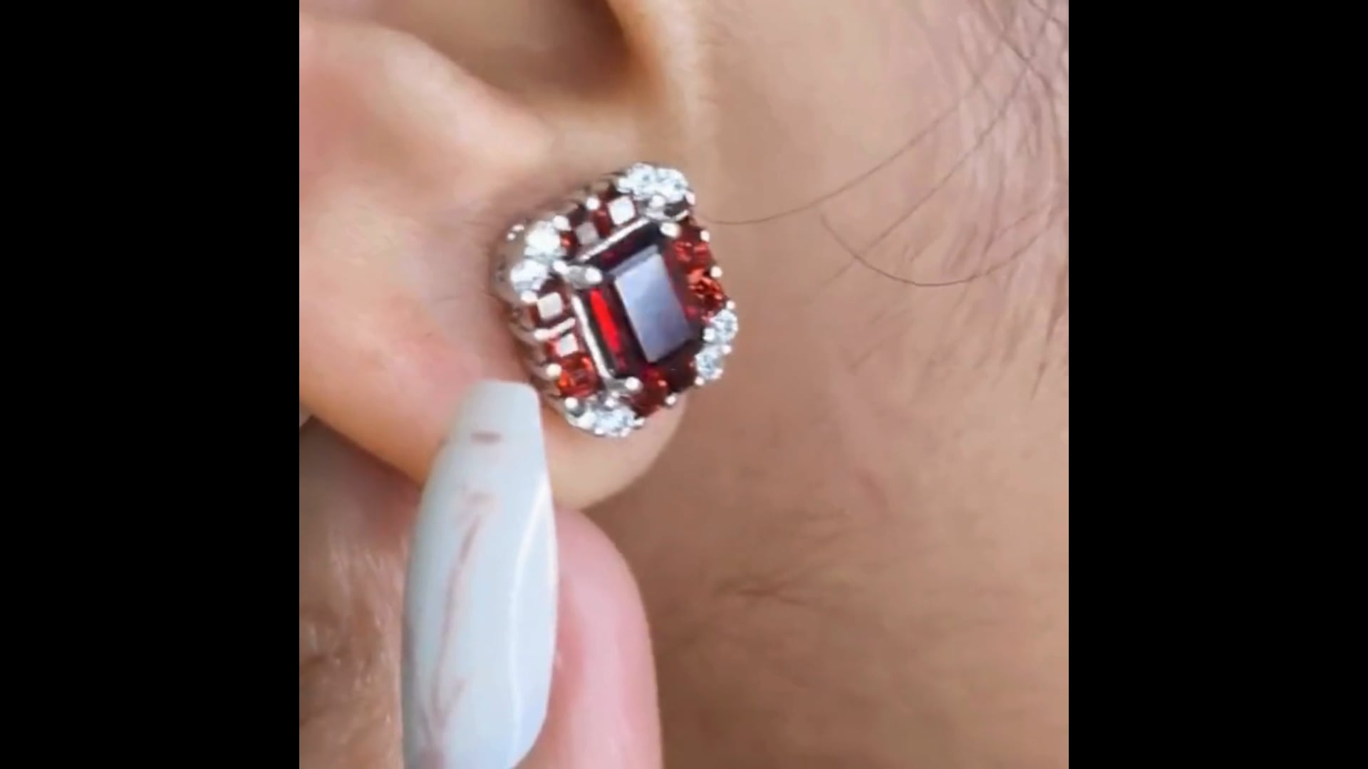 Boucles d'oreilles en Argent Sterling 925 Rondes en Grenat pour Femmes Pierres précieuses Rouges Naturelles Rubis Bijoux Fins Meilleurs Cadeaux-Rouge