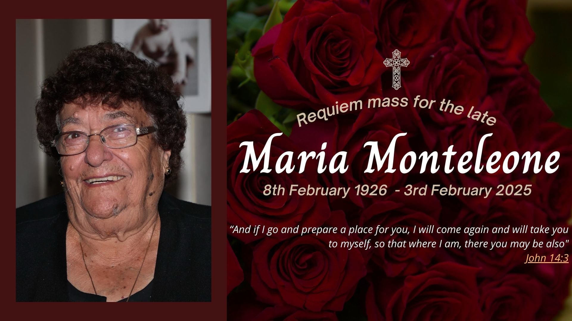 Funeral livestream of the late Maria Monteleone