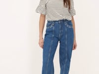 Blue and white striped top with ruffle sleeves | My Jewellery