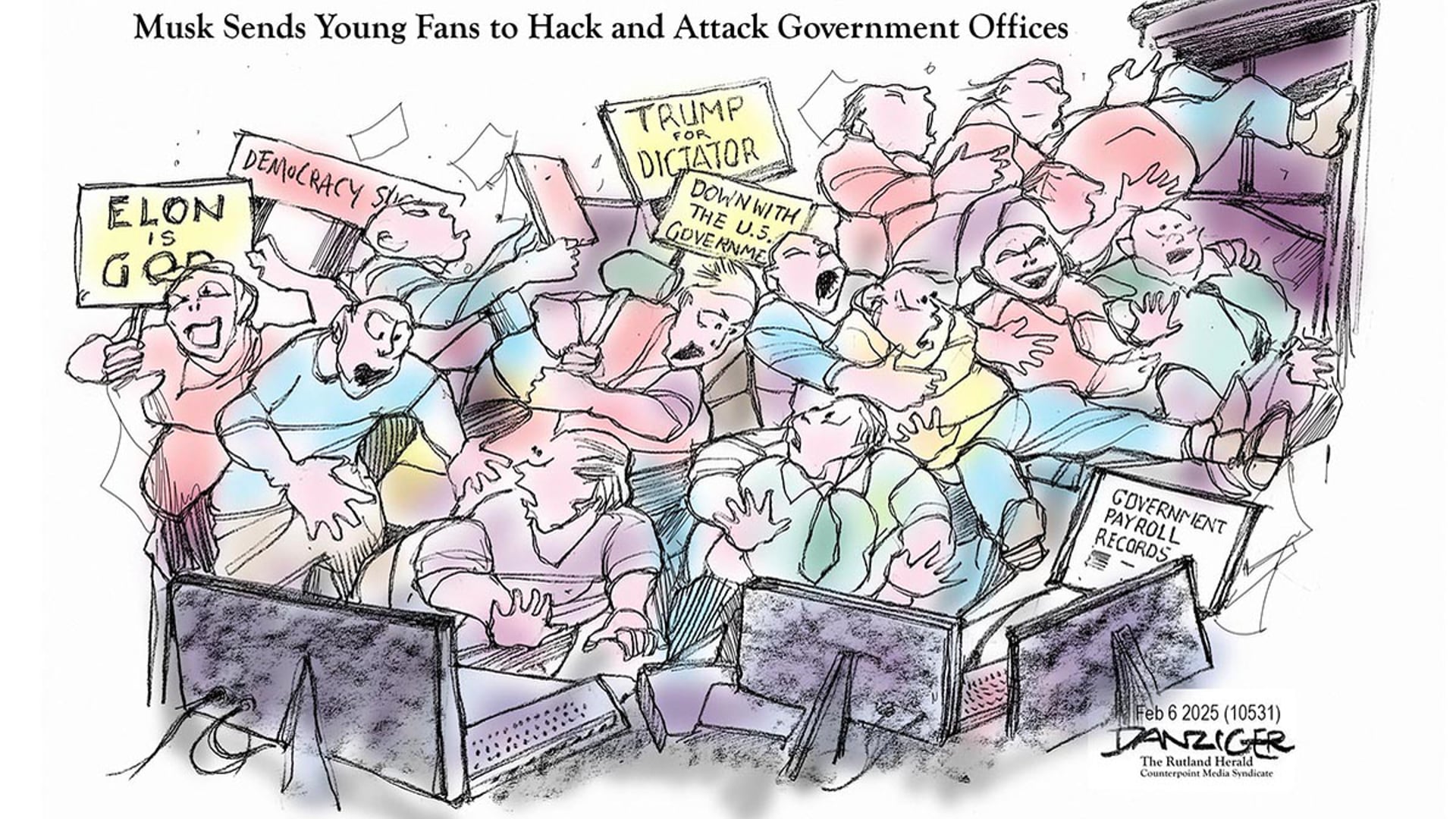 Danziger Live-Cartoon: Musk Attacks