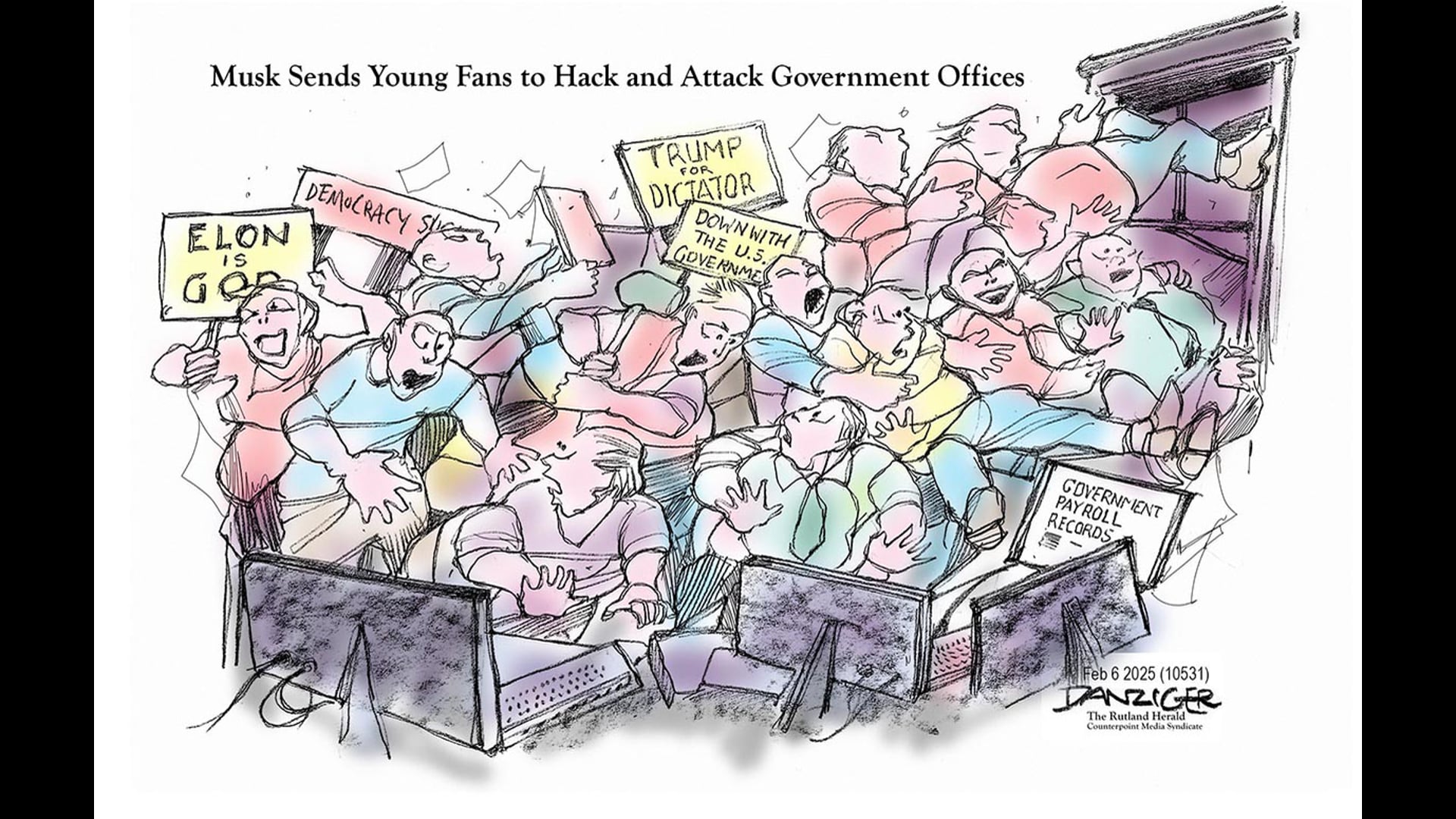 Danziger Live-Cartoon: Musk Attacks