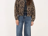 Leopard print bomber jacket with stitching | My Jewellery