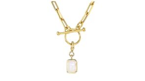 Emerald-Cut Birthstone Charm in 18kt Gold Over Sterling