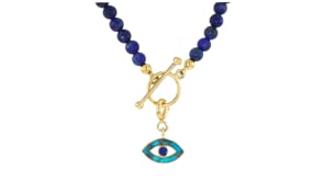 Turquoise and Blue Enamel Evil Eye Charm in 18kt Gold Over Sterling