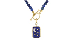 Lapis and Mother-of-Pearl Moon and Stars Charm in 18kt Gold Over Sterling