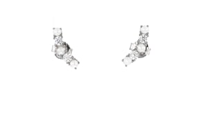2-2.5mm Cultured Pearl and .20 ct. t.w. CZ Ear Climbers in Sterling Silver