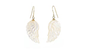 Mother-of-Pearl Angel Wing Drop Earrings in 14kt Yellow Gold