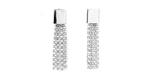 Italian Sterling Silver Square-Top Fringe Drop Earrings