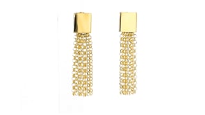 Italian 18kt Gold Over Sterling Square-Top Fringe Drop Earrings