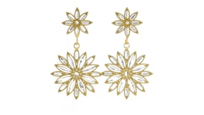 Italian Sterling Silver and 18kt Gold Over Sterling Starburst Flower Drop Earrings