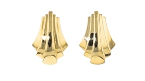 Italian 18kt Gold Over Sterling Graduated Fan Earrings