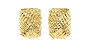 Italian 18kt Gold Over Sterling Ribbed Square Earrings