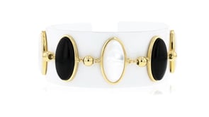 Onyx and Mother-of-Pearl Bracelet in 18kt Gold Over Sterling