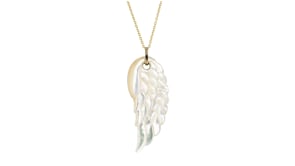 Mother-of-Pearl Angel Wing Pendant in 14kt Yellow Gold