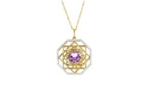 4.00 Carat Amethyst and .50 ct. t.w. White Topaz Geometric Pendant Necklace in 18kt Gold Over Sterling