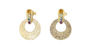 .37 ct. t.w. Multi-Gemstone Open Disc Drop Earrings in 18kt Gold Over Sterling