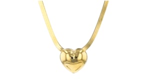 Italian 18kt Gold Over Sterling Heart Herringbone Necklace