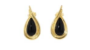 Onyx Teardrop Earrings in 18kt Gold Over Sterling