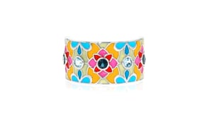 .30 ct. t.w. Swiss and London Blue Topaz Floral Ring with Multicolored Enamel in Sterling Silver