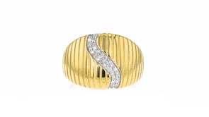 .20 ct. t.w. Diamond Wave Ring in 18kt Gold Over Sterling