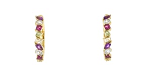 2.50 ct. t.w. Multi-Gemstone Hoop Earrings in 18kt Gold Over Sterling