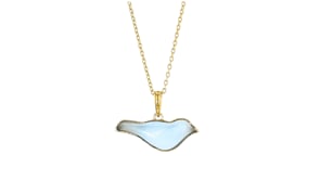 Blue Chalcedony Bird Pendant Necklace in 18kt Gold Over Sterling