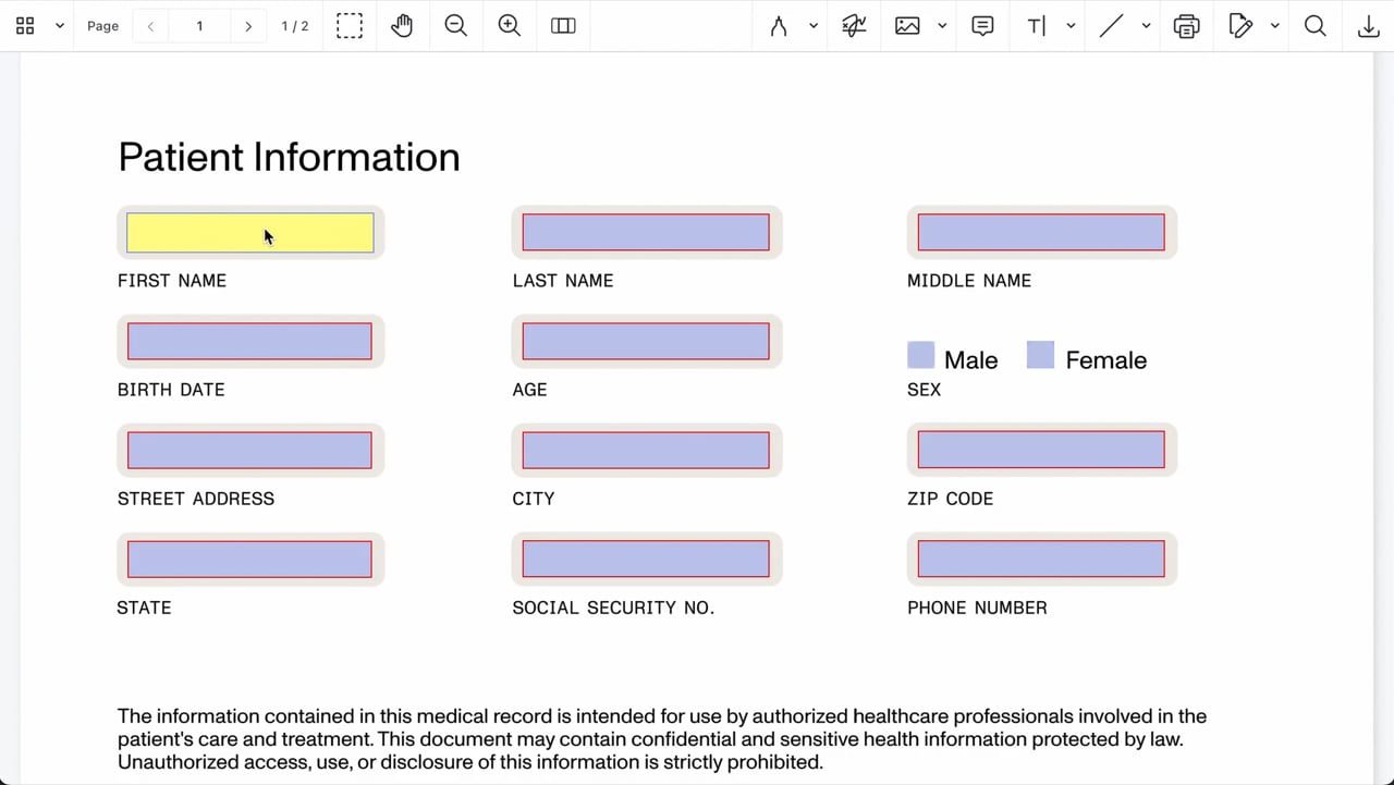 Web UI showing a user filling out a form