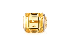 C. 1980 Vintage 14.50 Carat Citrine Ring in 18kt Yellow Gold