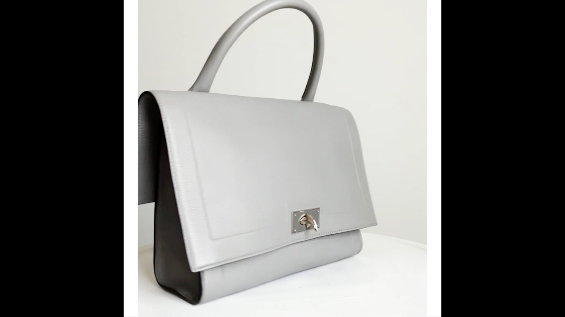 Givenchy Mini Shark Tooth Bag Satchel Top Handle Gray Leather SHW