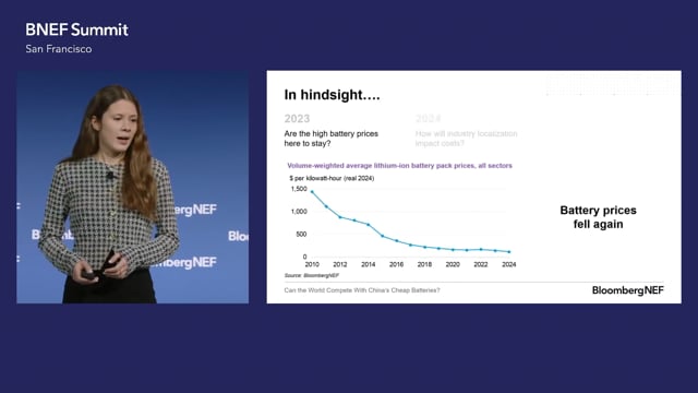 Watch "<h3 data-pm-slice="1 1 []">BNEF Talk: Can the World Compete with China’s Cheap Batteries?</h3>
Evelina Stoikou, Head of Battery Technologies & Supply Chains, BloombergNEF"