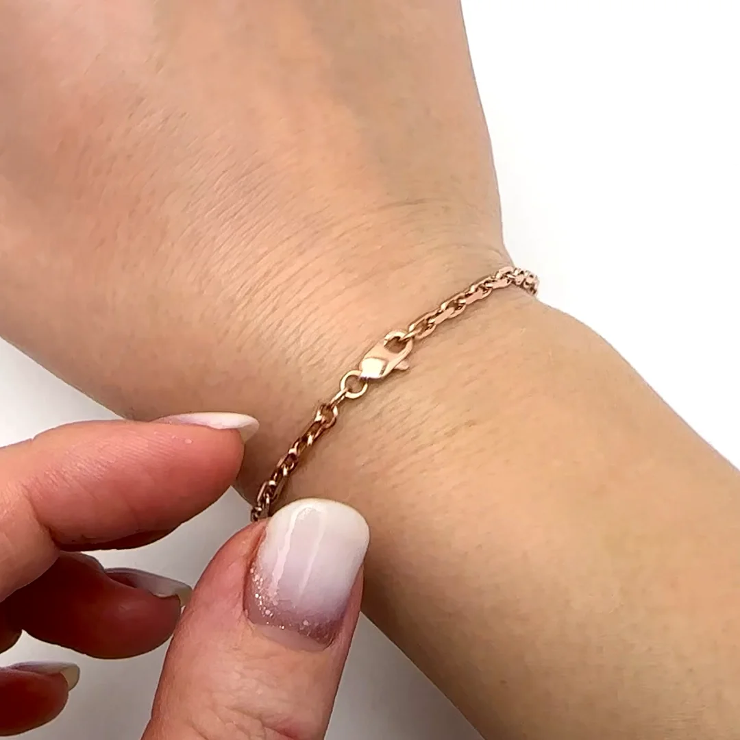 14K Rose Gold Solid Parisian Cable Link Bracelet 2.5mm – WJD