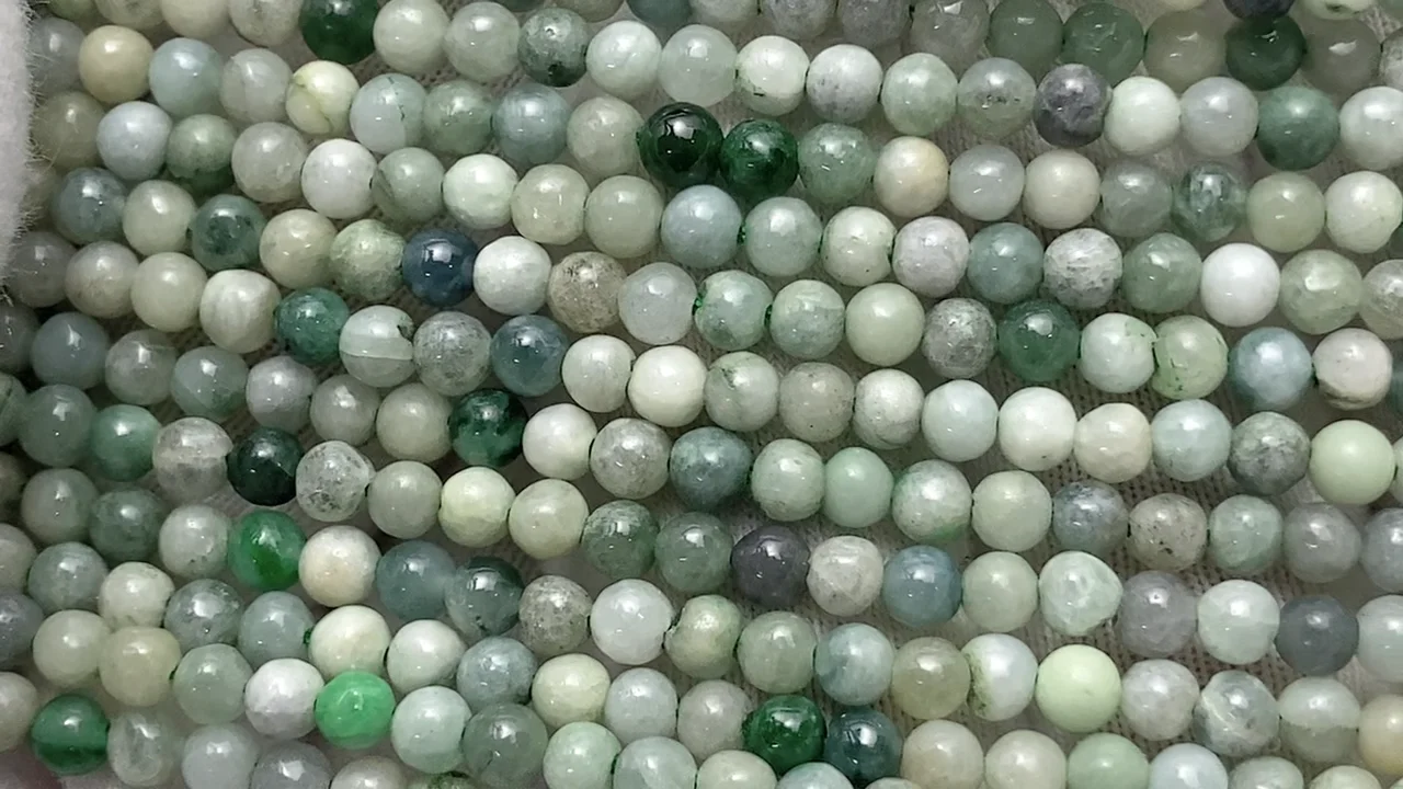 ビルマ翡翠(ジェイダイト) ラウンド3.5mm 1連｜天然石ビーズの卸問屋