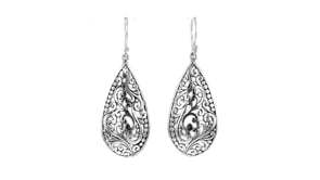 Sterling Silver Bali-Style Filigree Teardrop Earrings