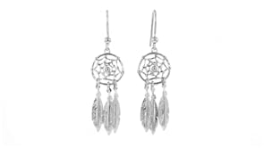 Italian Sterling Silver Dreamcatcher Drop Earrings