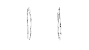 Sterling Silver Bamboo-Style Endless Hoop Earrings
