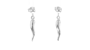Sterling Silver Italian Horn Drop Earrings