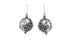 Sterling Silver Filigree Disc Drop Earrings