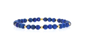 5mm Lapis Bead Stretch Bracelet with 14kt Yellow Gold