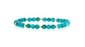 5mm Turquoise Bead Stretch Bracelet with 14kt Yellow Gold