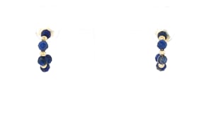 3-3.5mm Lapis Bead C-Hoop Earrings in 14kt Yellow Gold