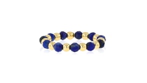 3-3.5mm Lapis Bead Stretch Ring with 14kt Yellow Gold