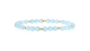 30.00 ct. t.w. Aquamarine Bead Stretch Bracelet with 14kt Yellow Gold