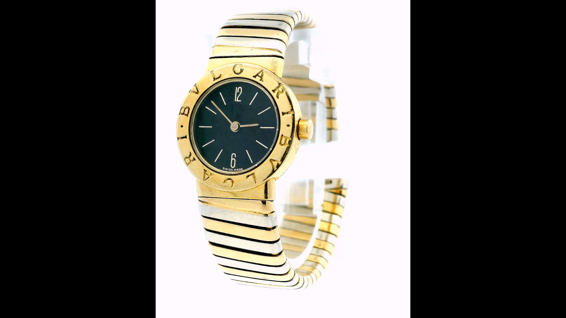 BVLGARI Tubogas Watch Clock 18K 18K Yellow Gold Bb232t Quartz Repolished Ladies Bulgari 18k Watch Tricolor Gold Tubogas Open Flex Band  main image 2