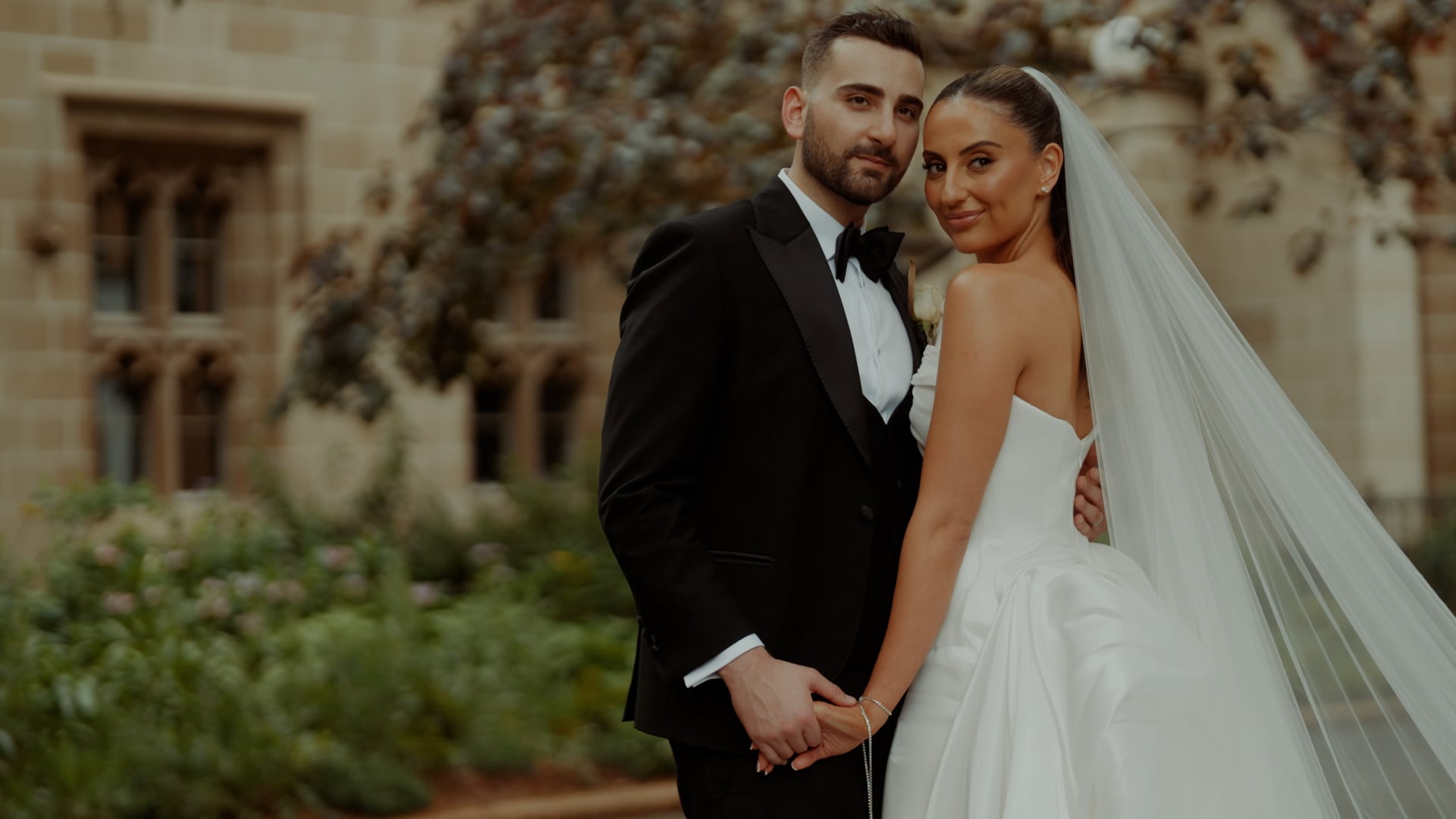 Luminare, South Melbourne wedding — couple on the wedding day, photographed by C2 Films