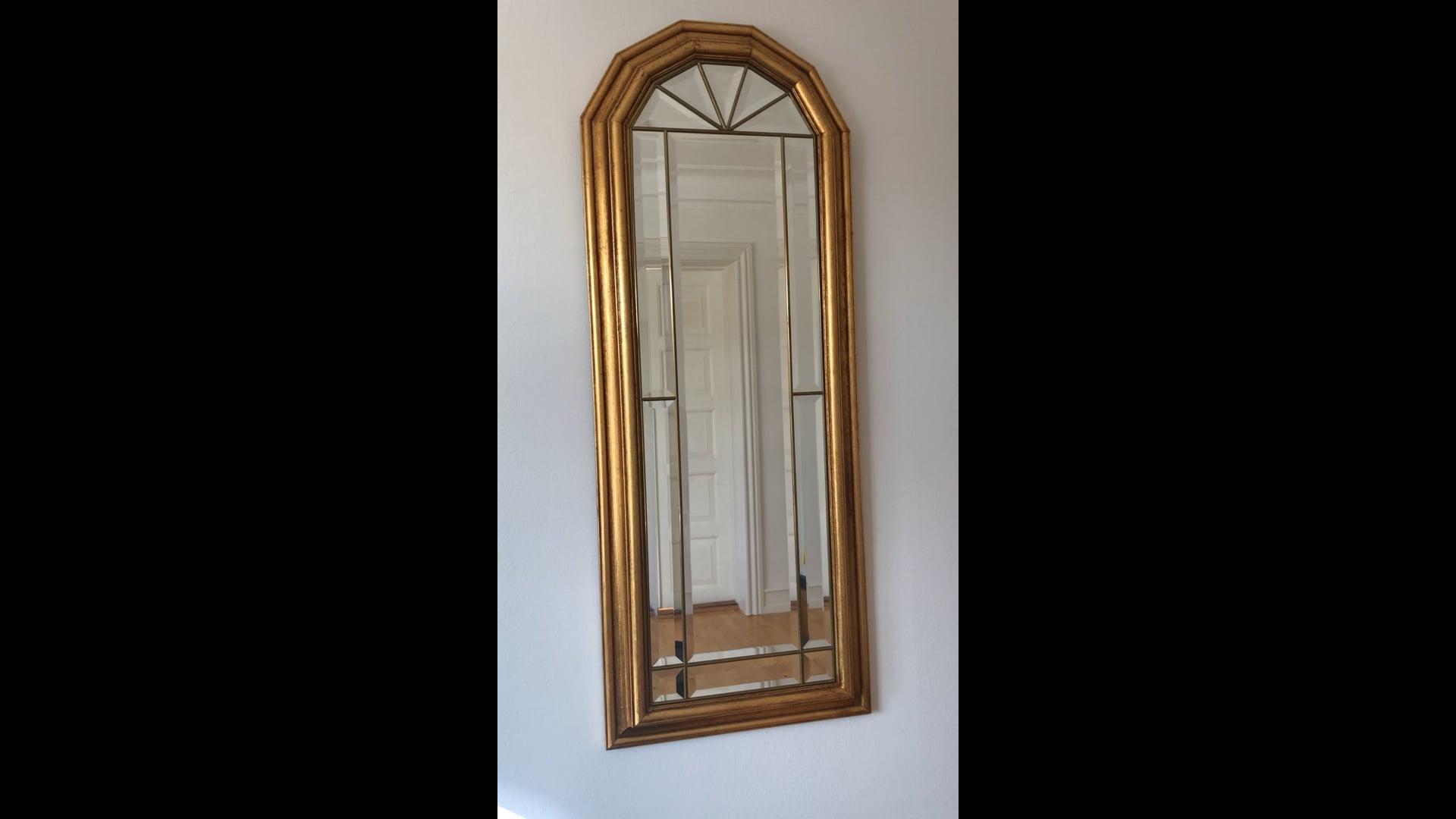 Vintage Giltwood Full Length Facet Cut Mirror Hollywood
