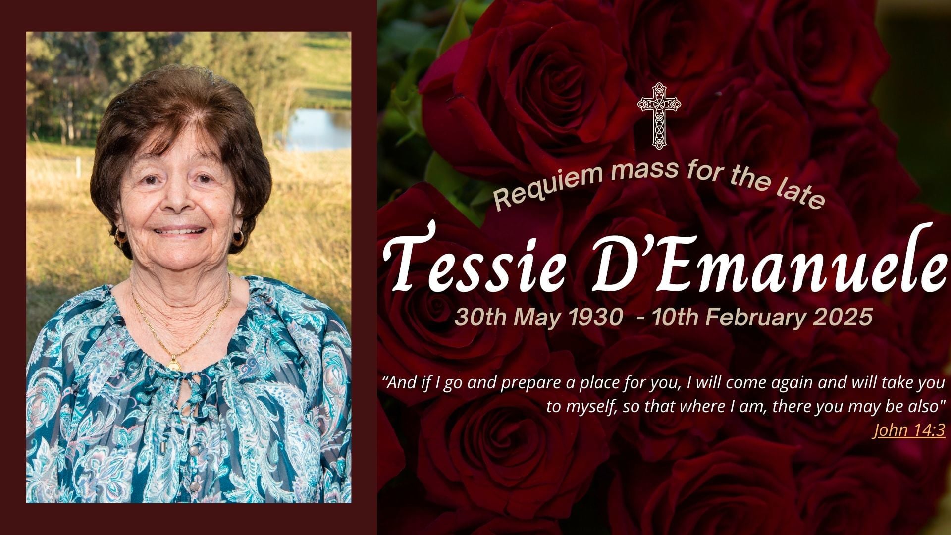 Church: Funeral livestream of the late Tessie Demanuele