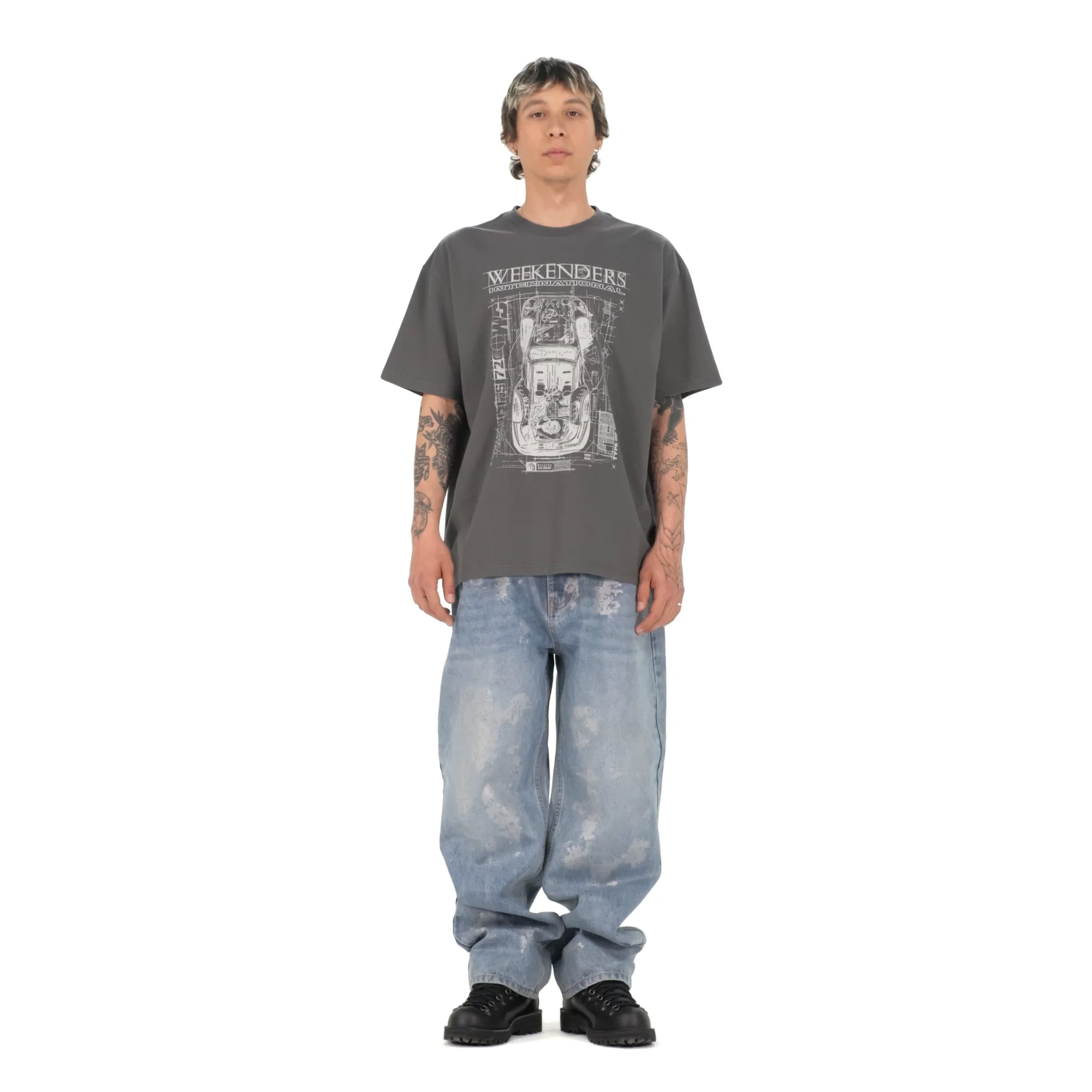 MUSINSA | WKNDRS SKULL COATED DENIM PANTS (L.DENIM)