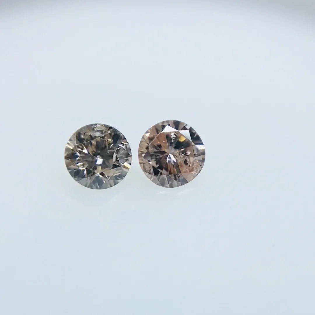 FANCY LIGHT BROWNISH PINK 0.153ct＆0.149ct/RD/RT2986/CGL - R.T.