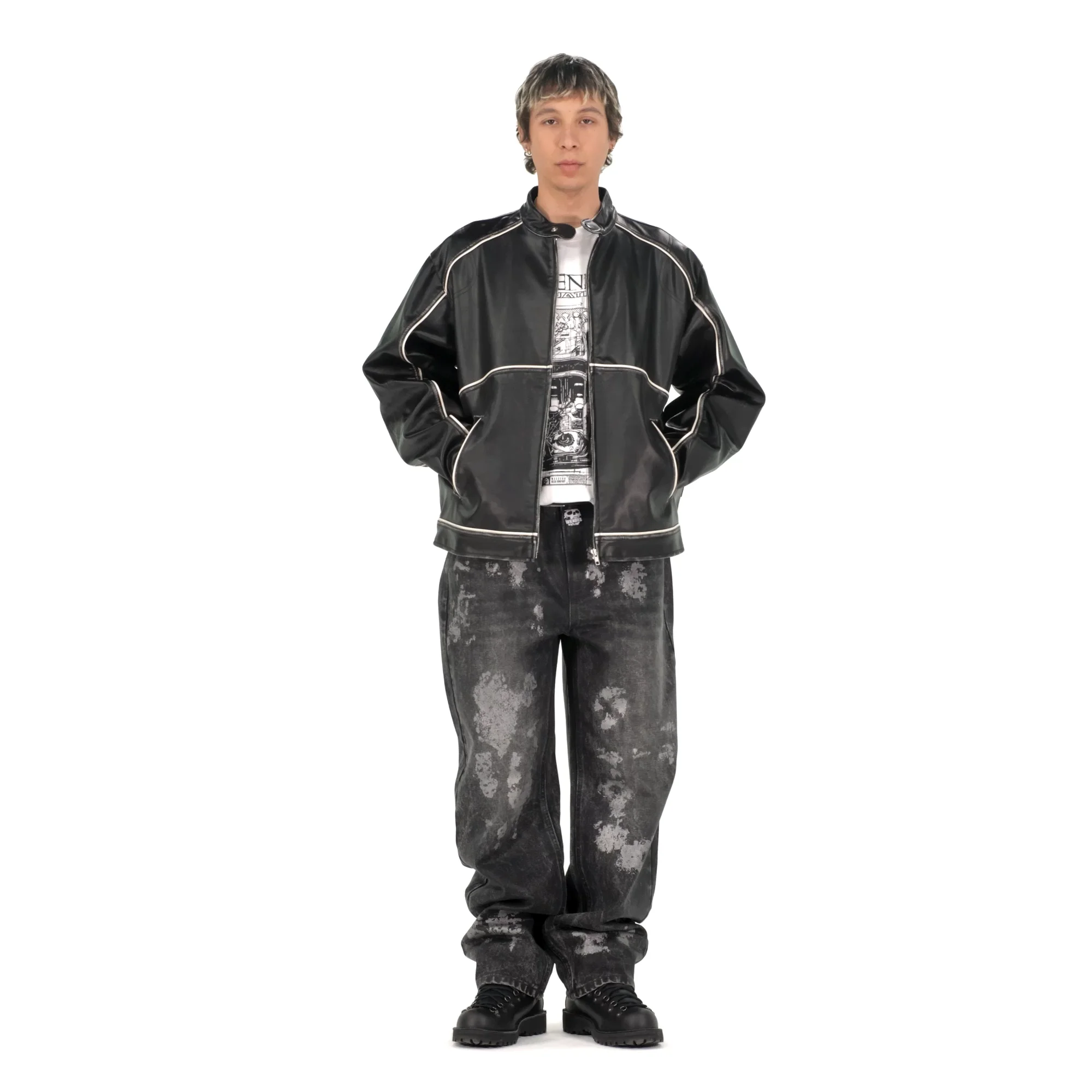 ★2025SS新作★WKNDRS★WASHED LEATHER JK WASHED LEATHER JK (IVORY) - WKNDRS | 60% - Asian Fashion