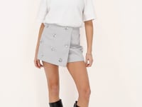 Gray skort with silver 3D flowers | My Jewellery